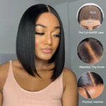 Straight Human Hair Bob Wig 6×5 HD Lace Wear Go Glueless Wig Bleached Knots 180% Density - Image 5