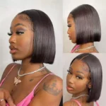 Glueless Short Bob Wig Straight 6×5 13×4 Invisible HD Lace Closure Wig 180% Density - Image 4