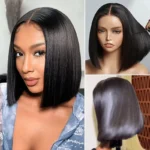 Short Bob Wigs Brazilian Straight 6×5 13×4 HD Lace Frontal Human Hair Wigs 180% Density