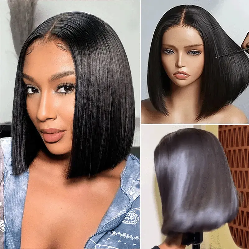 Short Bob Wigs Brazilian Straight 6×5 13×4 HD Lace Frontal Human Hair Wigs 180% Density Short Bob Wigs Brazilian Straight 6×5 13×4 HD Lace Frontal Human Hair Wigs 180% Density - Image 1