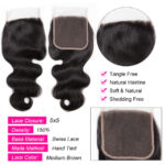 Body Wave 3 Bundles With 5×5 HD Lace Closure 100% Human Hair Virgin Hair - Image 9