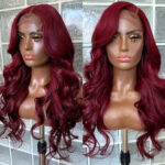 Flash Sale | 99J Burgundy Color 6×5 Straight /Body Wave Closure Wig 180% Density - Image 7