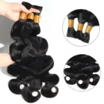 Body Wave Bulk Human Hair Extensions for Boho Knotless Braiding 1/2/3 Bundles Black Color - Image 8