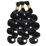 Body Wave Bulk Human Hair Extensions for Boho Knotless Braiding 1/2/3 Bundles Black Color - Image 5