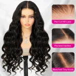 Body Wave 6×5 Wear Go Glueless Pre Cut HD Lace Closure Wig Bleached Knots Natural Hairline - Image 5