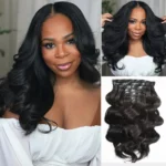 Soft Body Wave Seamless/Invisible Clip in Human Hair Extensions Hair Pieces 7pcs/set with Free Gift