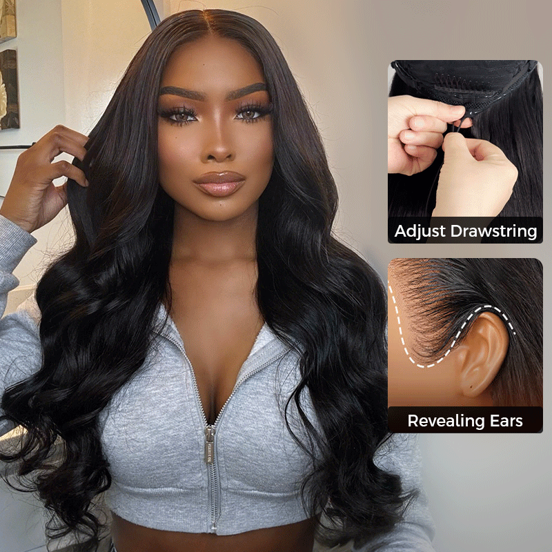 Pull Go Glueless Loose Body Wave 6×5 13×6 HD Lace Drawstring Human Hair Wig Pre Bleached Knots Pull Go Glueless Loose Body Wave 6×5 13×6 HD Lace Drawstring Human Hair Wig Pre Bleached Knots - Image 1