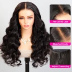 Pull Go Glueless Loose Body Wave 6×5 13×6 HD Lace Drawstring Human Hair Wig Pre Bleached Knots - Image 4
