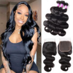 Brazilian Body Wave 4 Bundles With 5×5 Lace Closure 100% Human Hair Bundles