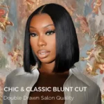 Sleek Bone Straight Bob 2×6 HD Lace Glueless Blunt Cut Middle Part Wig Super Double Drawn Hair Quality - Image 4