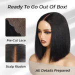 Sleek Bone Straight Bob 2×6 HD Lace Glueless Blunt Cut Middle Part Wig Super Double Drawn Hair Quality - Image 7