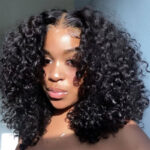 Natural Curly Glueless Wig Short Bouncy Deep Curly HD Lace Wig Pre Bleached & Plucked 180% Density