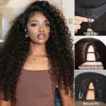 Bouncy Deep Wave V Part Human Hair Wig With Drawstring Super Natural Protective Style