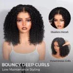 Wear Go Pre-Cut Lace Short Bouncy Curly wig Upgrade 6×5 Lace Deep Curly Glueless Wig - Image 4