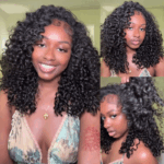 Bouncy Deep Wave 3 IN 1 Half Wig Glueless Install 100% Human Hair Adjustable Drawstring