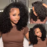 Bouncy Deep Wave 3 IN 1 Half Wig Glueless Install 100% Human Hair Adjustable Drawstring - Image 8