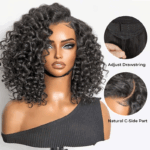 Trendy Bouncy Deep Curly Short Human Hair Pull Go Glueless Wig C-Side Part Pre Everything - Image 2