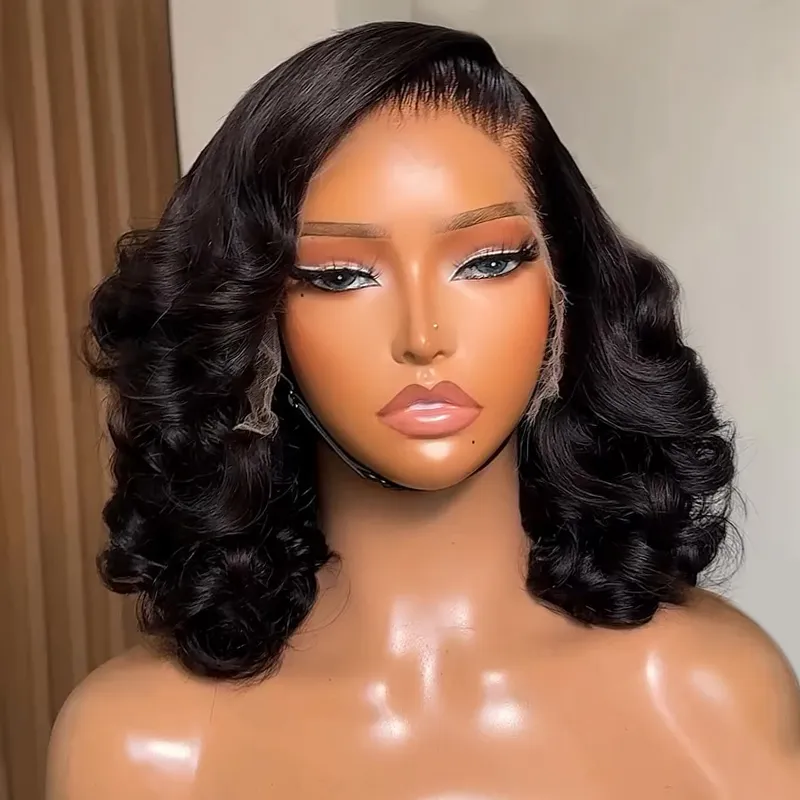 Glueless Short Bouncy Loose Wave Wig 6×5 13×4 Glueless HD Lace Front Wig Pre Plucked & Bleached 250% Density Glueless Short Bouncy Loose Wave Wig 6×5 13×4 Glueless HD Lace Front Wig Pre Plucked & Bleached 250% Density - Image 1