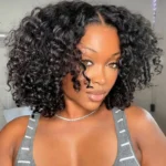 Bouncy Water Short Curly Human Hair Glueless 6×5 Lace Closure Wig Pre Plucked & Bleached Knots