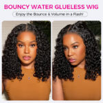 Short Bouncy Water Wave Wear Go Glueless 6×5 HD Lace Wig 100% Human Hair Casual Finger Curls - Image 10
