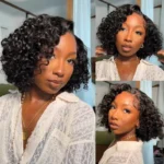 Bouncy Water Wave Short Human Hair Glueless Wig 6×5 Lace Pull Go Drawstring 200% Density - Image 4