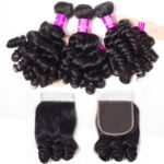 Brazilian Funmi Hair Virgin Hair 3 Bundles with 5×5 Lace Closure