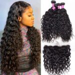 Brazilian Water Wave 3 Bundles with 13×4 Lace Frontal With Bundles Wet And Wavy Hair Extension