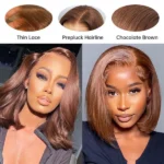 Brown Color Straight Bob Wig 6×5 Wear Go Glueless 100% Human Hair Wig 180% Density - Image 7