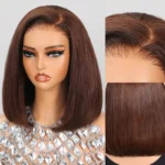 Brown Color Straight Bob Wig 6×5 Wear Go Glueless 100% Human Hair Wig 180% Density - Image 3