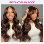 Brown 4# Color 13×4 Body Wave HD Lace Frontal Wig Straight Colored Human Hair Wigs - Image 3