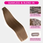 Silky Straight Brown Color Seamless Clip in Human Hair Extensions 7 Pieces/Set High Quality - Image 3