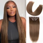 Silky Straight Brown Color Seamless Clip in Human Hair Extensions 7 Pieces/Set High Quality
