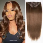 Silky Straight Brown Color Seamless Clip in Human Hair Extensions 7 Pieces/Set High Quality - Image 2