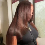 Trendy Layered Design Brown Color Human Hair Straight Wear Go Glueless 6×5 HD Lace Closure Wig Shoulder Length - Image 9
