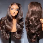 Brown/Dark Burgundy Color Pre Styled Butterfly Layered Cut Loose Body Wave 6×5 Glueless Closure Wig - Image 5