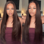 Brown Color Human Hair Lace Frontal Wig Straight Hair 6×5 Wear Go 13×4 HD Frontal Colored Wig