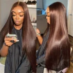 Brown 4# Color 13×4 Body Wave HD Lace Frontal Wig Straight Colored Human Hair Wigs - Image 14