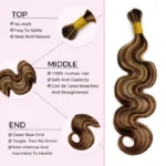 Brown Highlight Bulk Human Hair for Braiding Beach Curly/Body Wave #P4/30/27 Wet and Wavy Hair Extension - Image 5