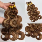 Brown Highlight Bulk Human Hair for Braiding Beach Curly/Body Wave #P4/30/27 Wet and Wavy Hair Extension - Image 8
