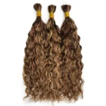 Brown Highlight Bulk Human Hair for Braiding Beach Curly/Body Wave #P4/30/27 Wet and Wavy Hair Extension - Image 3