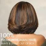 Brown/Blonde Highlight Color Layered Cut 6×5 Lace Bob C Side Part Wear & Go Glueless Closure Wig - Image 5