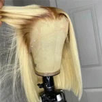 4/613 Blonde Bob Wigs With Dark Brown Roots Ombre 1B/613 13×4 Lace Front Bob Wigs - Image 4