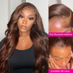 Brown 4# Color 13×4 Body Wave HD Lace Frontal Wig Straight Colored Human Hair Wigs - Image 6