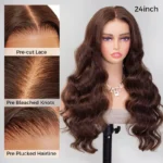Brown 4# Color 13×4 Body Wave HD Lace Frontal Wig Straight Colored Human Hair Wigs - Image 4