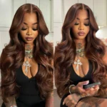 Brown 4# Color 13×4 Body Wave HD Lace Frontal Wig Straight Colored Human Hair Wigs