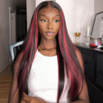 Burgundy Highlight Straight Hair Glueless Wig P1B/99J 13×4 HD Lace Frontal Wig