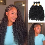 Burmese Curly Bulk Human Hair Extensions for Boho Knotless Braiding No Weft 1/2/3 Bundle Natural Black - Image 3