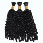 Burmese Curly Bulk Human Hair Extensions for Boho Knotless Braiding No Weft 1/2/3 Bundle Natural Black - Image 7