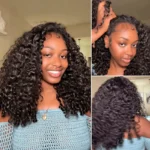 Burmese Curly Half Wig Drawstring Flip Over Human Hair Wig Spiral Curly Ends Glueless For Beginners - Image 9