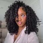 Burmese Curly Half Wig Drawstring Flip Over Human Hair Wig Spiral Curly Ends Glueless For Beginners - Image 4